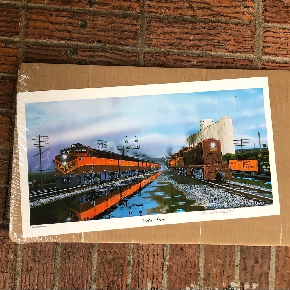 Vintage 1988 Robert West Pen Signed Print Rail Graphics South Alco Line 10”x18”